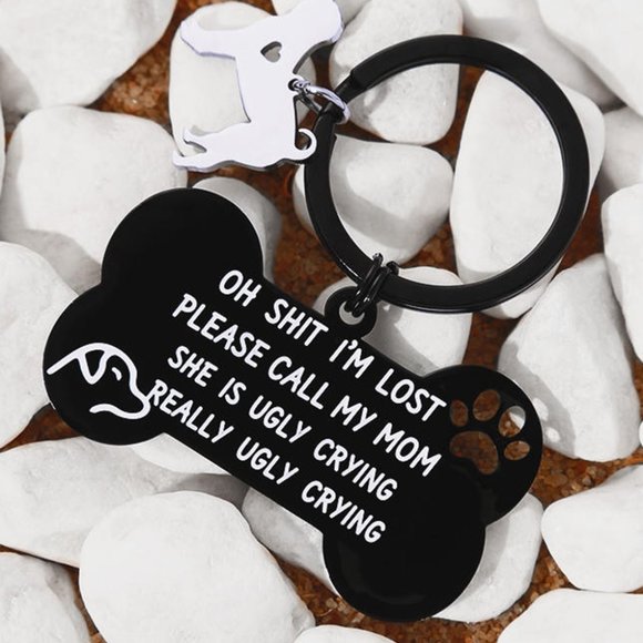 Im Lost dog charm Lettering Bone Dog Shape Keychain - Picture 2 of 6